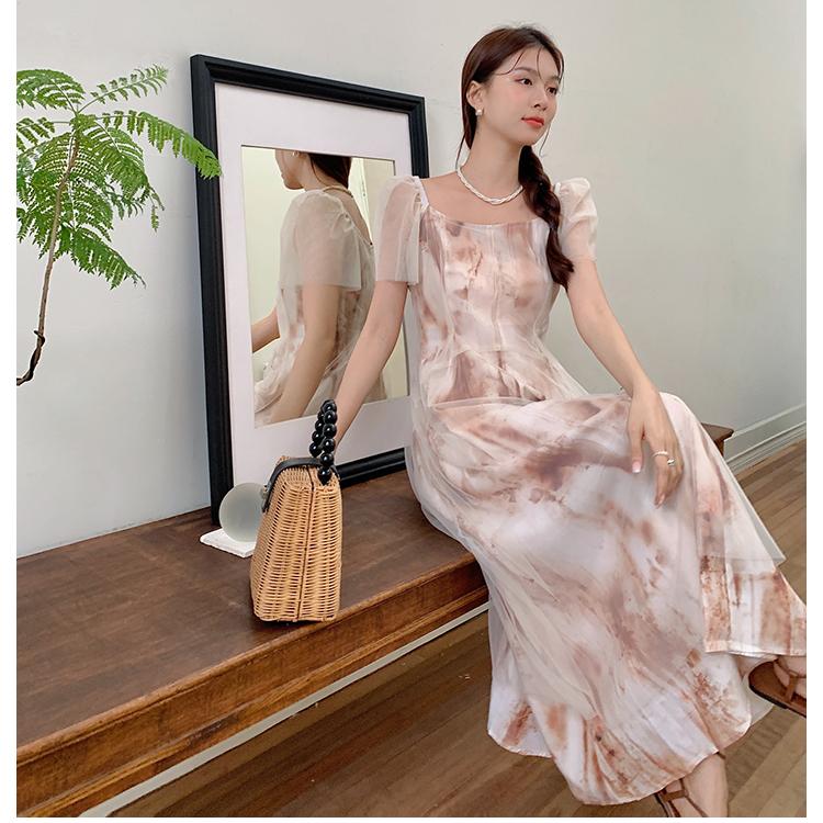 Женское весеннее шифоновое сетчатое лоскутное платье миди, летние элегантные вечерние платья в корейском стиле