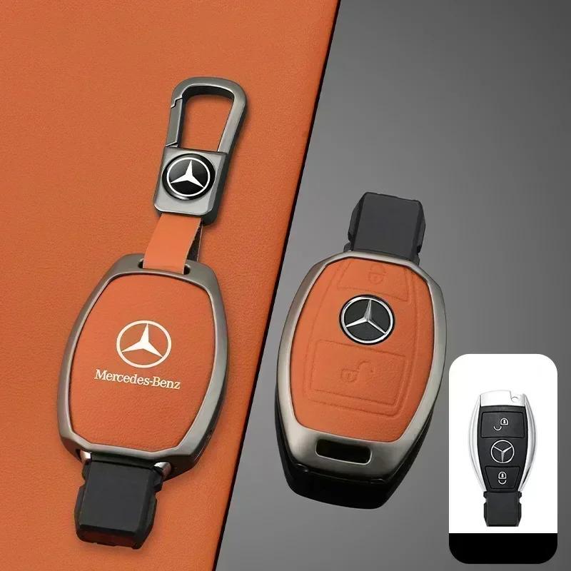ZPU1 Leather Car Key Case Cover Shell Protector For Mercedes Benz A B C S Class AMG GLA GLS CLA GLC GLK W176 W221 W204 W205 W463 W212