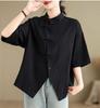Короткие китайские летние шорты Короткая китайская рубашка Китайское тело Лето [Moufokyou] Женская рубашка, Рукав, Пуговица, Топ, Рукав, Стиль, Блузка, Повседневный,