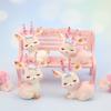 Kawaii Pink Sleeping Deer Figurine Cartoon Deer Birthday Cake Decor Office