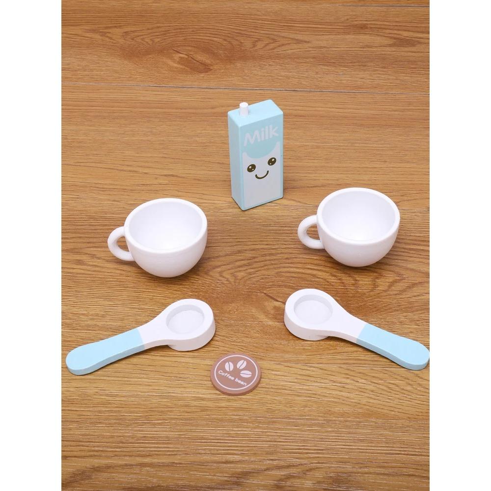 Wooden Kitchen Pretend Play Toy Simulation Wooden Coffee Machine Baby Early Learning Educational Toys