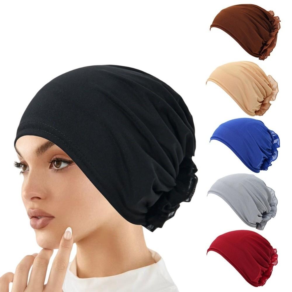 Wrap Style Flower Turban Hat Elastic Islamic Headband Fashion Hijab Caps Hair Loss