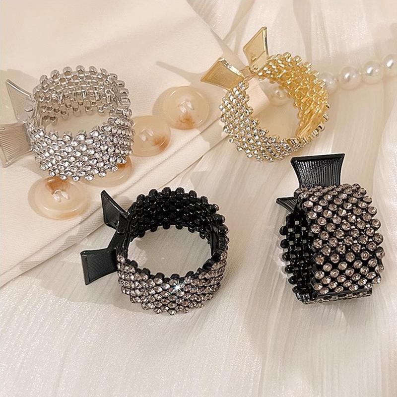 Роскошная Мода Жемчуг Стразы Металлическая Заколка для Волос Женщины Девушки Мини Держатель для Высокого Хвоста Кристалл Заколки для Волос Элегантный Праздничный Головной Убор