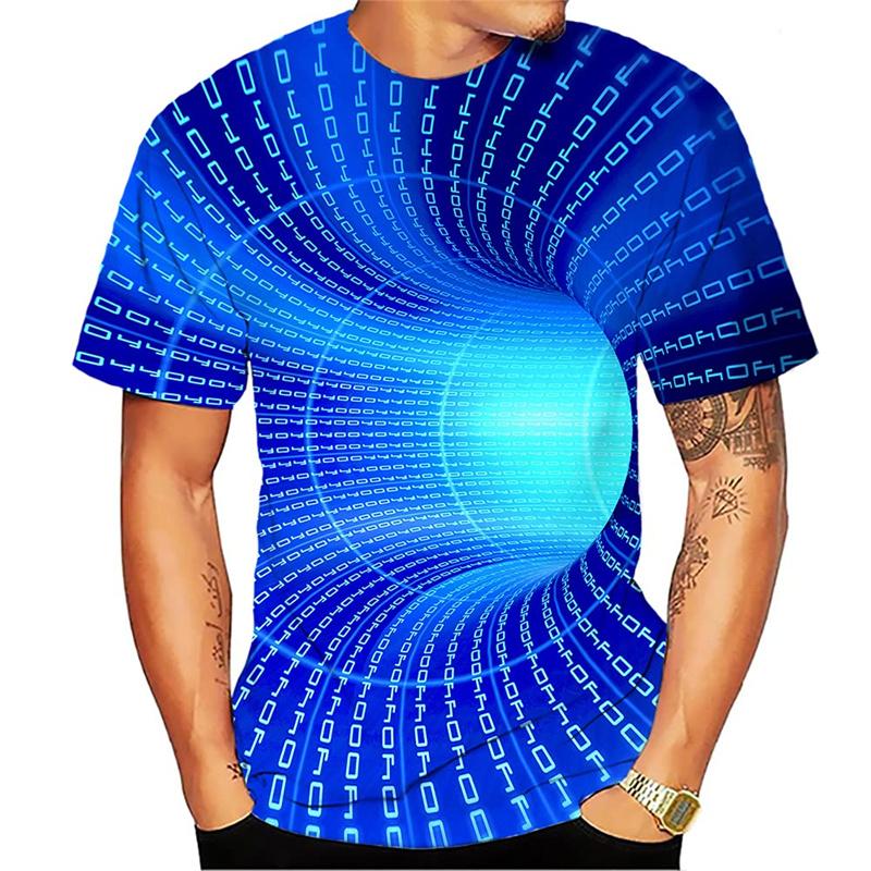 Funny Illusion Graphic T Shirt for Men 3D Printed Art Optical T-shirt Ropa Y2k Tops Harajuku Fashion Street Tees Womens Clothing