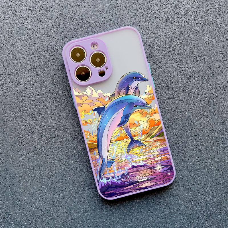 Чехол для телефона с милым дельфином из морских животных для iPhone 15 14 16 Pro Max 7 8 Plus 11 12 13 Pro Max Mini SE2 X XR XS Ударопрочные чехлы