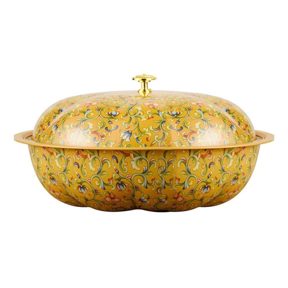 Large Capacity Floral Pot with Lid 30cm Food Tray Bowl Basin For Buffet and Raya Celebrations