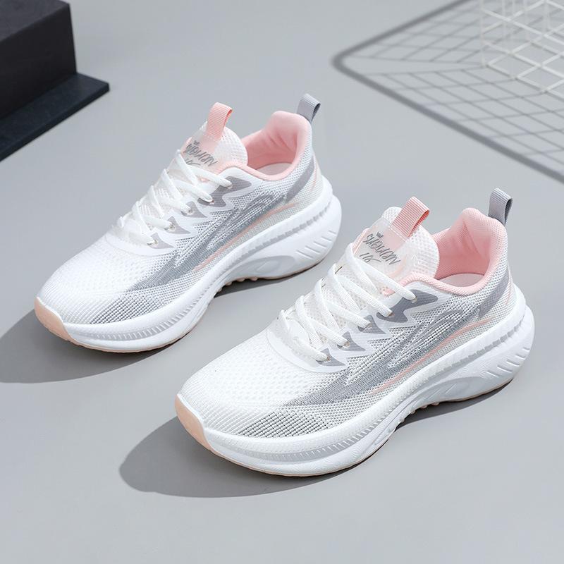 Spring New Thick-soled Fashionable Breathable and Lightweight Women's Shoes Outdoor Casual Trendy Fly-woven Sports Shoes Women