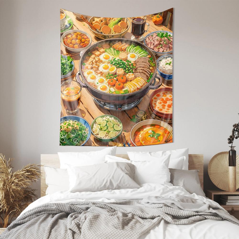Теплый гобелен с изображением праздничного хого Вкусное искусство еды Настенное панно Необходимый элемент домашнего декора