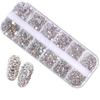 750Pcs Nail Art Decorations Multi-size AB Crystal Nail Rhinestones Flat Bottom Crystal Clear Diamond Gems DIY Nails Glitter