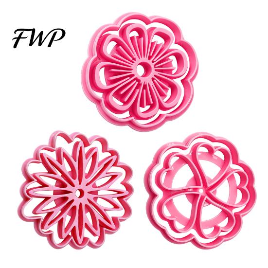 Easy Release Pastry Stamps 3D Printed Flower Cookie Cutter, Petal Patterns Safe PLA Mold, Three Dimensional Floral Molds Reusable DIY Clay Crafts