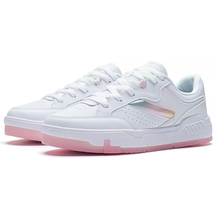 Li Ning Ace Удобные Мягкие Эластичные Повседневные Амортизирующие Износостойкие Низкие Кроссовки Для Скейтбординга Женские Кроссовки Белые AGCS032-4