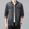 Мужская свободная рубашка с длинными рукавами больших размеров на весну и осень, однотонная повседневная джинсовая куртка