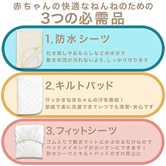 SANDESICA Простынь Triple Fit и простынь для детского мини-футона x 90 белый 3-в-1 водонепроницаемый, стеганый, (60 см) 2204-8888-04