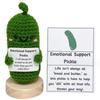Handmade Emotional Support Pickled Cucumber Gift, Cute Handwoven Ornaments, Handmade Crochet Emotional Support Pickles With Wood