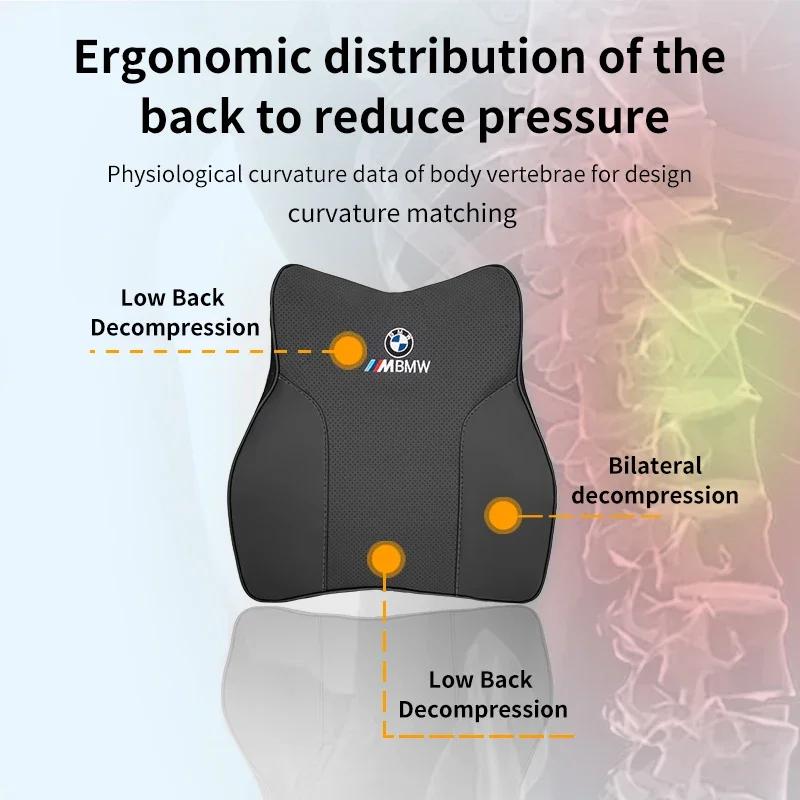 New Car Seat Headrest Neck Support Embroidered Memory Foam Lumbar Cushion For BMW M X1 X3 X5 X6 X7 E30 E90 M3 E84 E83 F25 E