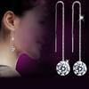 Women Cubic Zirconia Dangle Long Chain Line Earrings Jewelry
