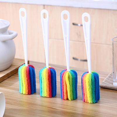 Радужная губка щетка бутылка для воды чашка кружка стекло губка для мытья щетка для чистки скребок с ручкой принадлежности для чистки