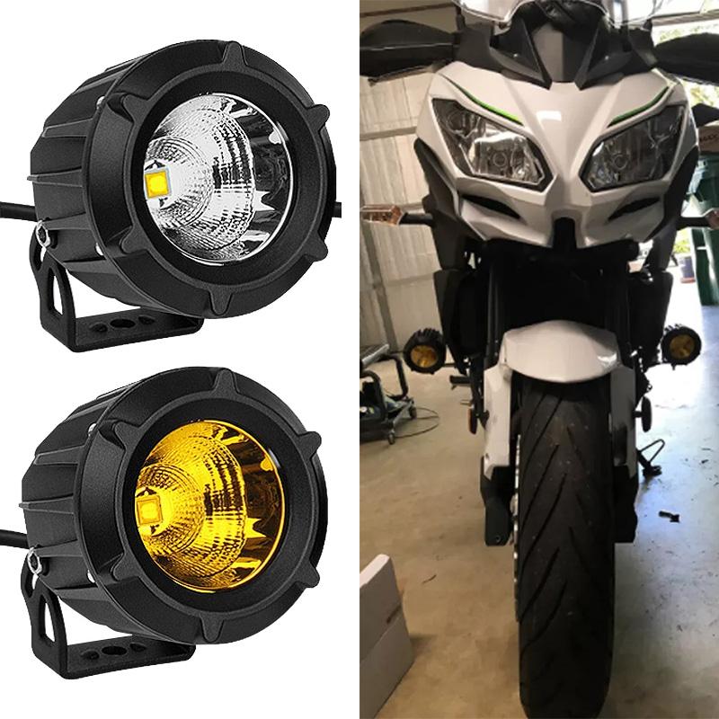 1/2 шт. светодиодная фара для мотоцикла, белая, желтая, противотуманная, дальнего света, вспомогательная лампа, универсальная