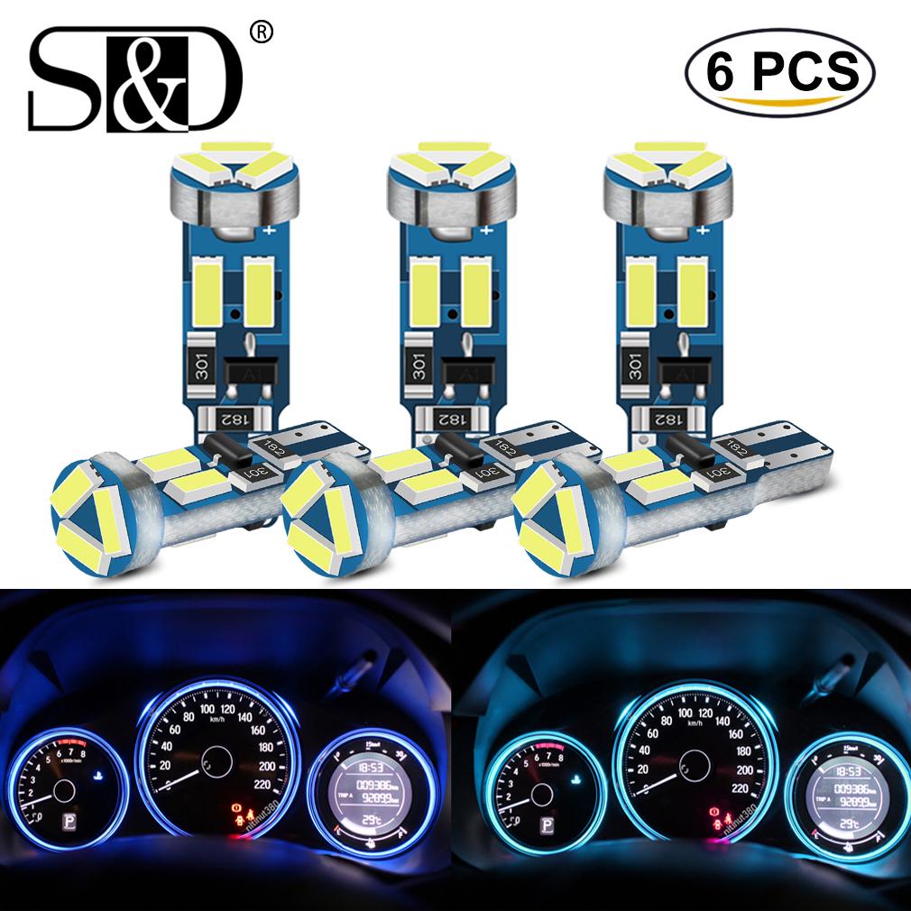 6Pcs T5 Led Bulb W3W W1.2W Led Canbus Car Interior Lights Dashboard Warming Indicator Wedge Auto Instrument Lamp 12V