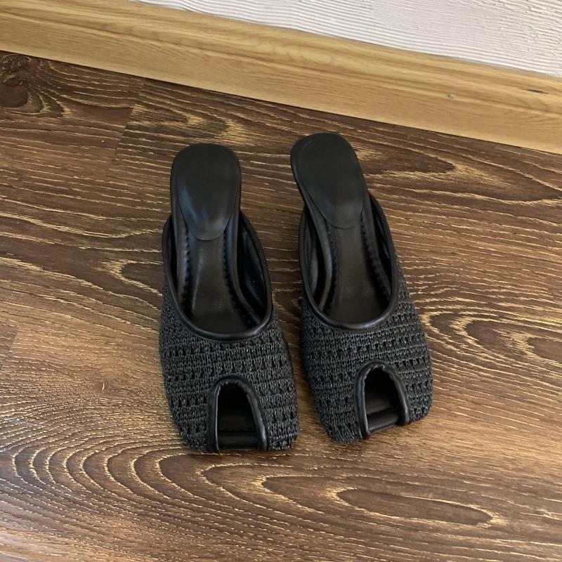 Дизайнерский бренд Женские слингбэки Летние мюли 2025 Босоножки на высоком каблуке Сандалии с открытым носком Женская обувь Слайды с квадратным носком Вьетнамки