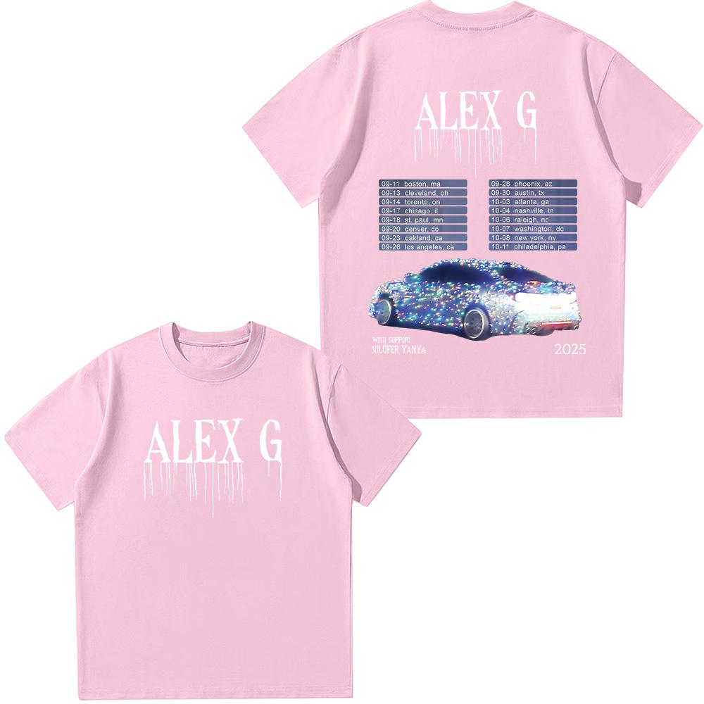 Alex G Artist Tour 2025 Футболки Красочные Модные Футболки с Графическим Принтом Летние Женские Повседневные Топы Унисекс Винтажные Хлопковые Футболки Y2K