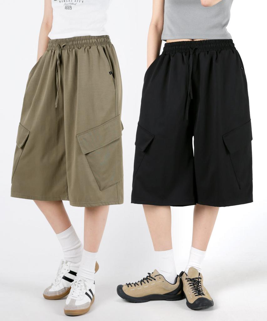 UMM Women'S Big Pocket Bermuda Elastic Waist Shorts 3 Colors