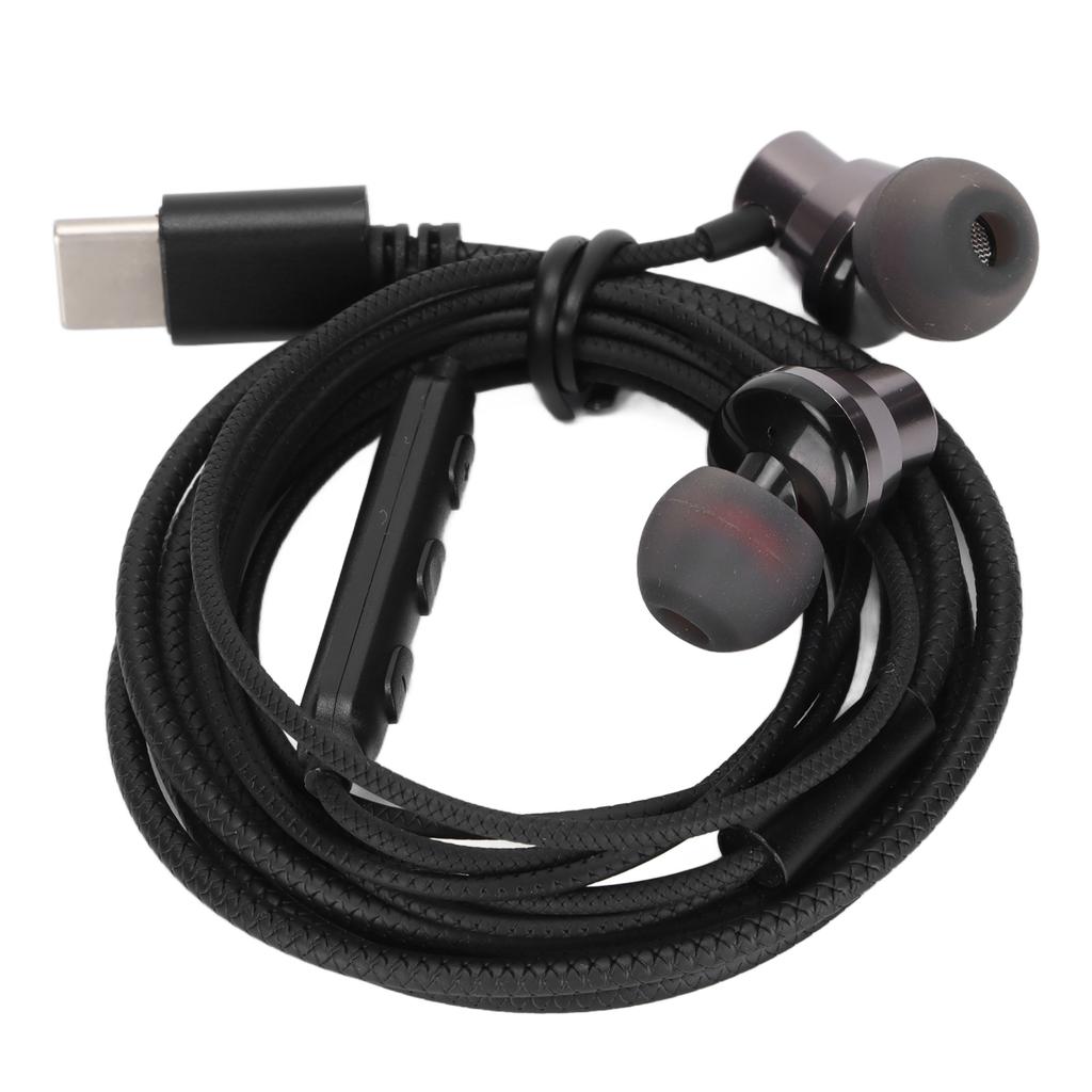 Wired Earphone Noise Isolation Volume Control Type C Headphone with Microphone for Smart Phone
