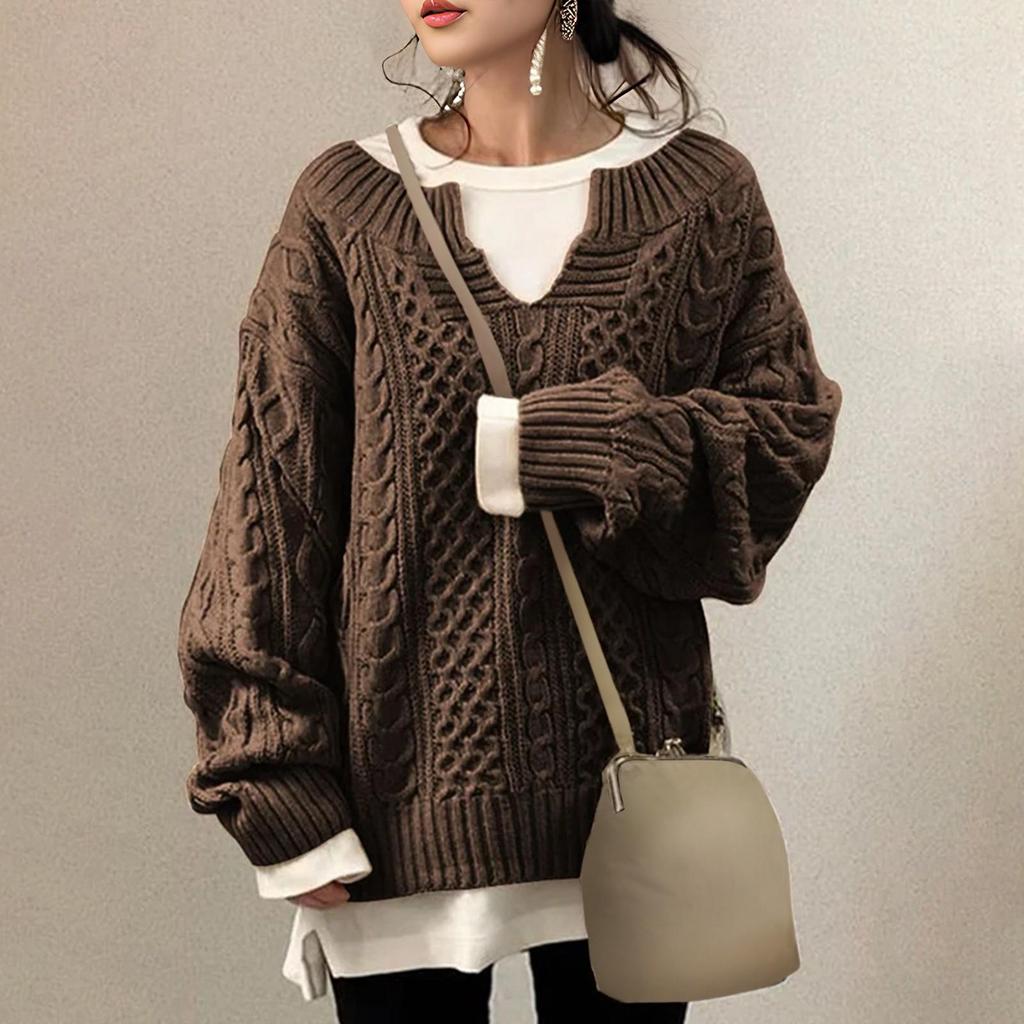 Женский модный повседневный однотонный свитер с длинным рукавом, пуловер, свитер, топ