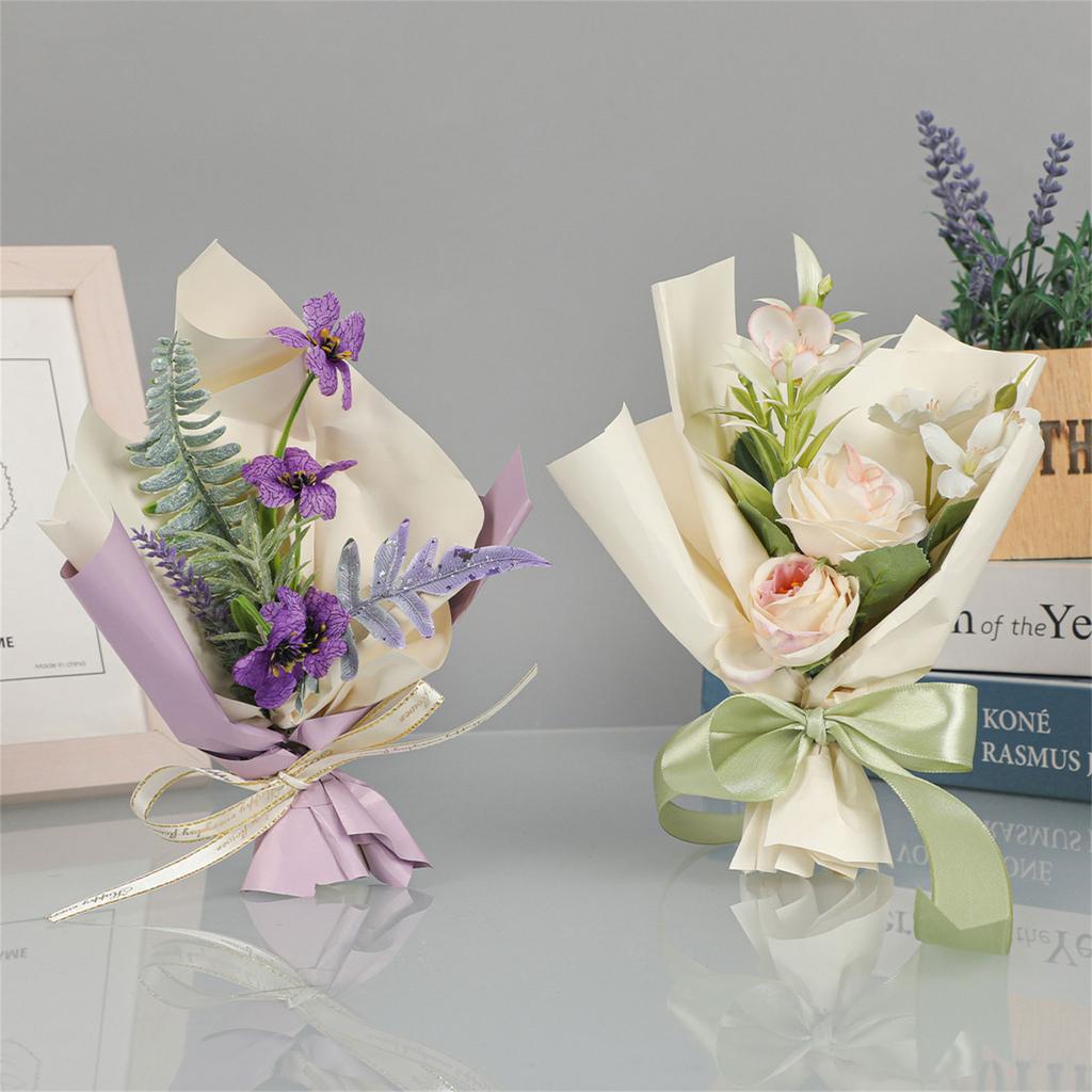 Artificial Flower Bouquet Real Looking Artificial Rustic Vintage Bridesmaid Holding Flower for Valentine's Day