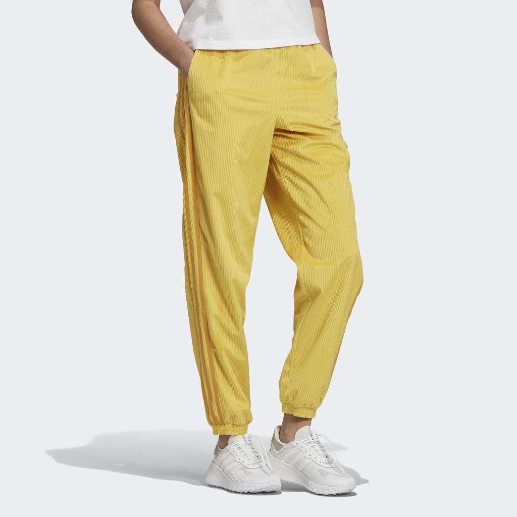 adidas Женские вельветовые спортивные штаны Originals с 3 полосками, желтые GU0805