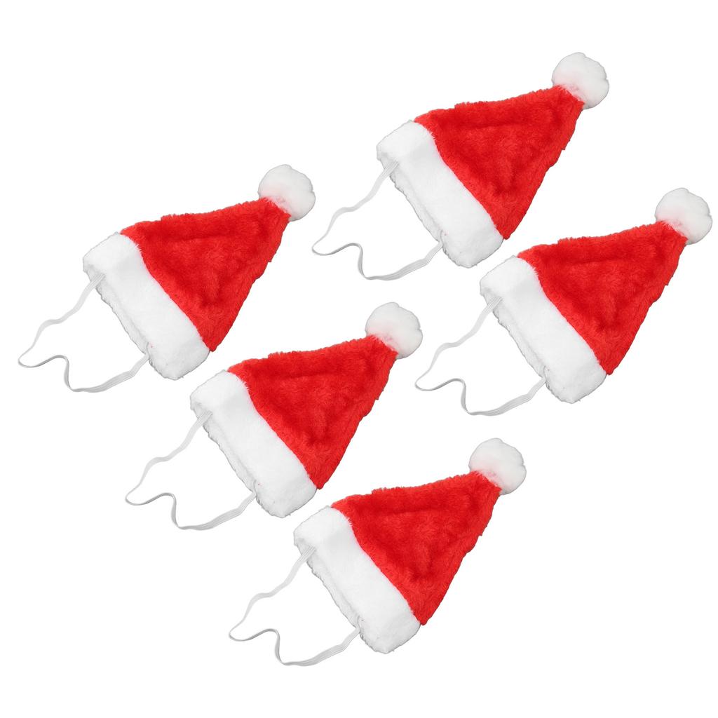 5 шт. Рождественская шапка для питомца, красная плюшевая, на резинке, милая шапка Санты для собаки, кошки, питомца, для праздничной вечеринки, костюмов
