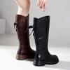 Модные теплые зимние женские сапоги из коровьей кожи, высокие сапоги-рыцари, внутри короткий плюш