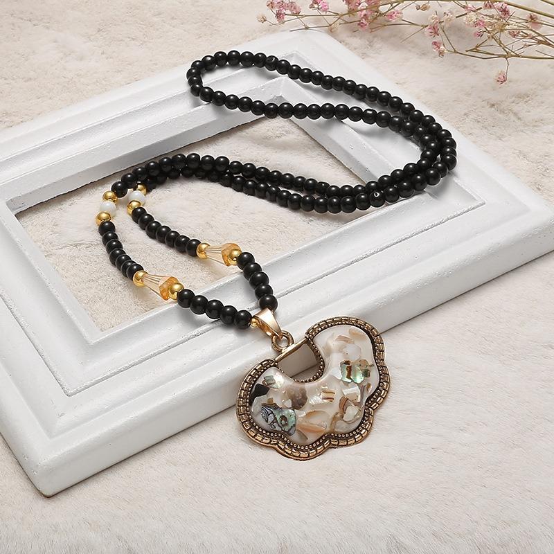 Ожерелье из бисера, длинная винтажная веревка в стиле бохо, ломтик цепи, каменные подвески, богемные этнические женщины