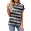 Женская свободная футболка с круглым вырезом и короткими рукавами, весна/лето для отдыха в полоску с принтом