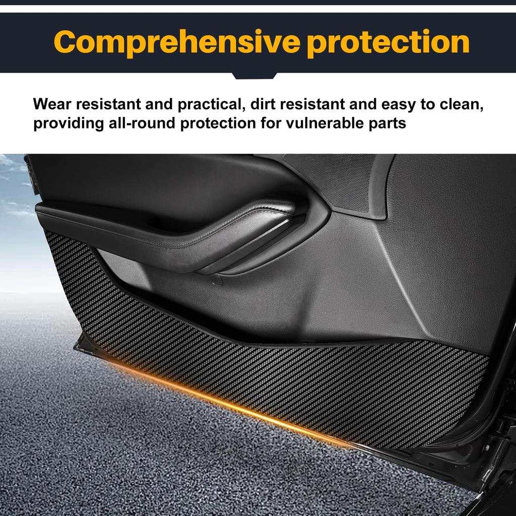 KUNGKIC Door Kick Guards for Mazda 3 BP Series Door Scratch and Stain Custom Interior Car Accessories Carbon Fiber (2019-2025), Protectors,