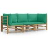 VidaXL Garden Lounge Set 3 Pcs with Cushions Green Bamboo 3155151