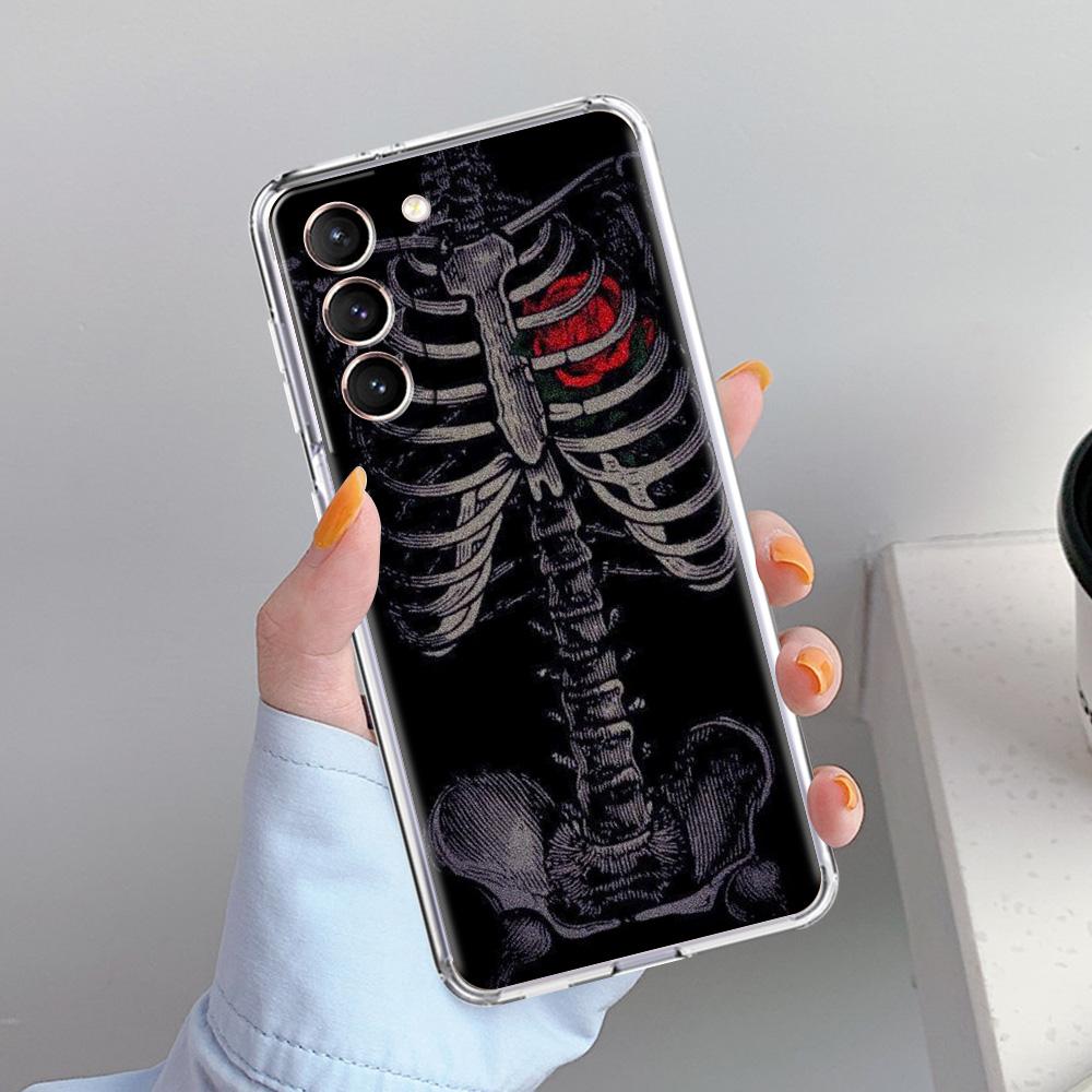 Чехол для телефона Samsung Galaxy S26 S25 S24 S23 S22 Ultra S20 S21 FE 5G Plus Мягкий Прозрачный Чехол Жесткий Розовый Фиолетовый Череп