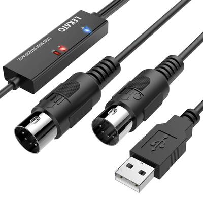 Кабель MIDI 5-pin на DIN, USB-интерфейс для клавиатур, простое подключение к компьютерам, высокая эффективность передачи, 1,98 м (USB)