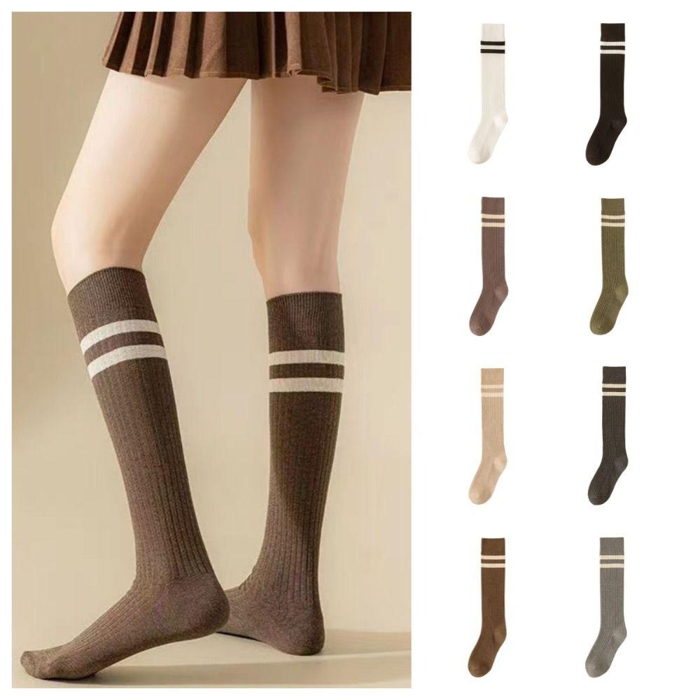 Solid Color Middle Tube Socks JK Women Stockings Elastic Female Hosiery  Ladies