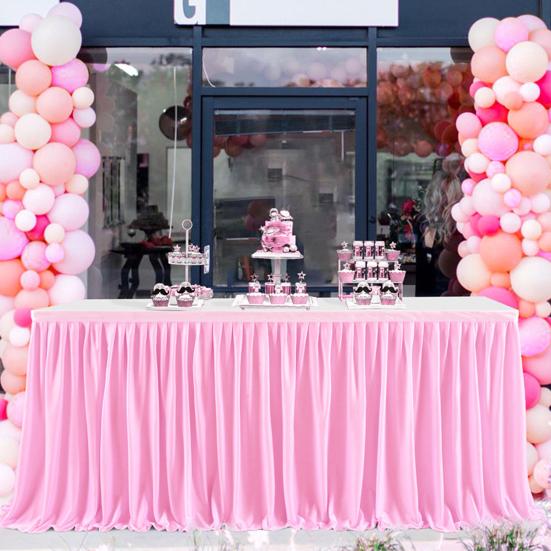 6FT Table Skirt for Rectangle Tables Wrinkle Resistant Pleated Tablecloth Reusable Ruffle Table Cloth for Christmas Baby Shower Wedding