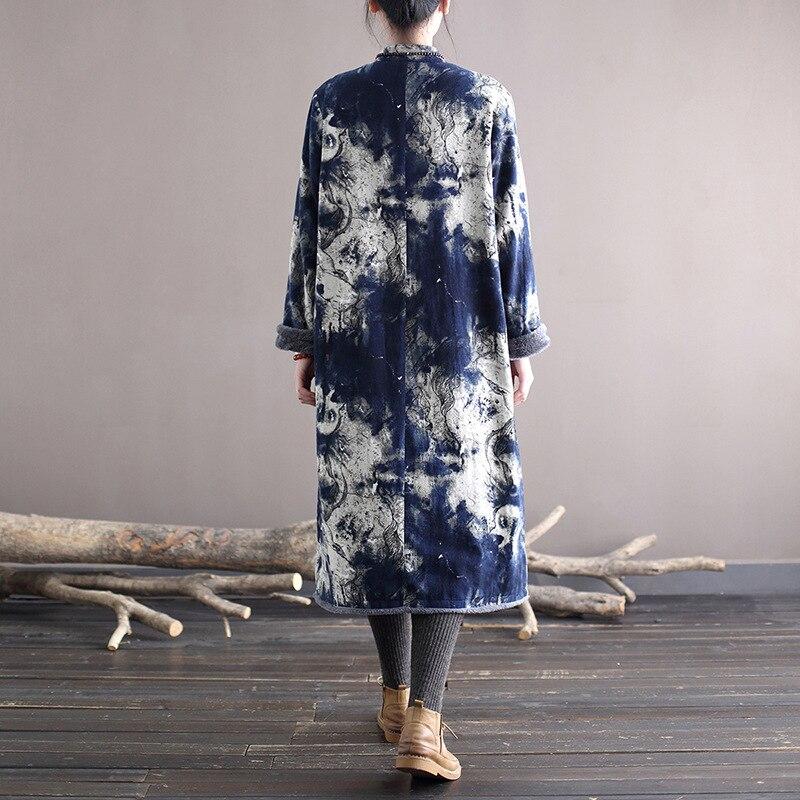 Johnature Женское винтажное бархатное платье со стойкой, свободное платье с цветочным принтом и длинными рукавами, осенне-зимняя лоскутная одежда