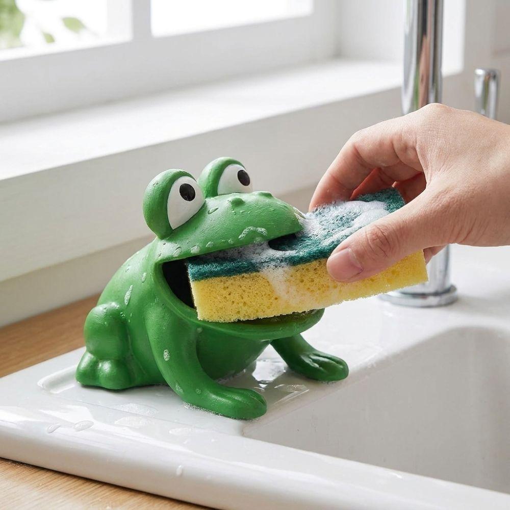 Self-draining Frog-Shaped Sponge Storage Rack Kitchen Sink Sponge Organizer Bathroom Vanity Soap