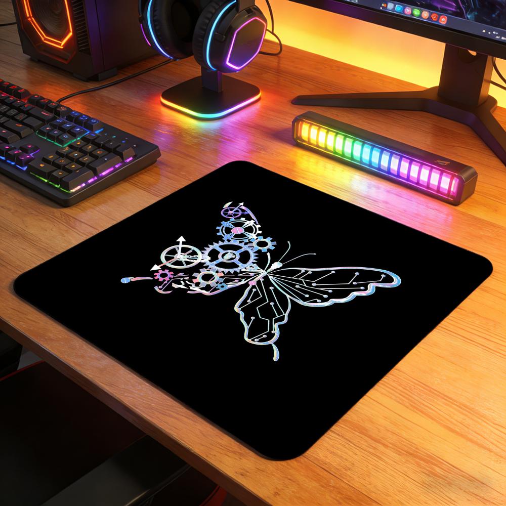 1PC Butterfly Pattern Gaming Mouse Pad, 50×50, Durable and Washable, Non-Slip Keyboard Pad, Laptop Rubber Desk Mat for PC Laptop