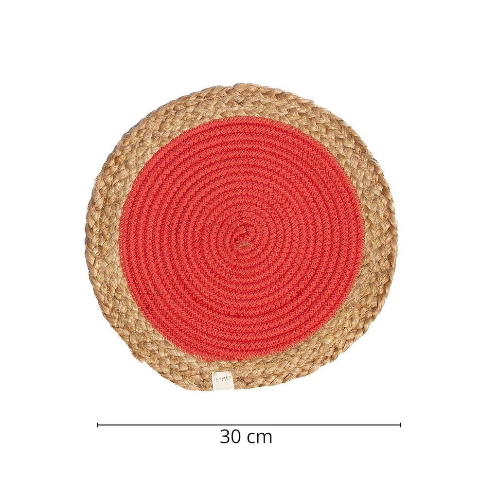 Jute Set of 2 Dining Table Mat 30Cm Round Mat - Coral (Single Ring) | Used As Centre Table Decor Placemat/House Warming Gifts for New Home