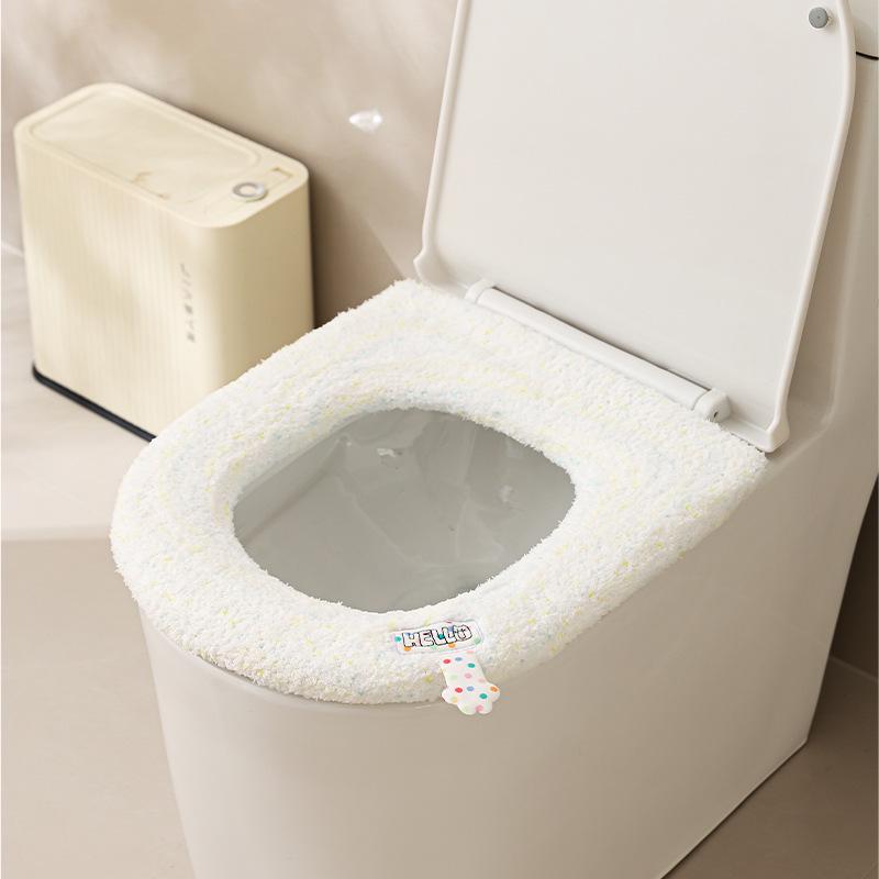 Мягкая бархатная накладка на сиденье унитаза большого размера с ручкой - Моющаяся, осенне-зимняя подушка