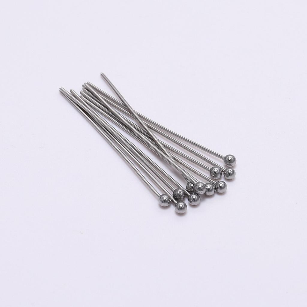 100pcs/Lot 15 20 30 40 50mm Stainless Steel Ball Head Pins For DiY Jewelry Making Head Pin Findings Accessories Dia 0.6mm