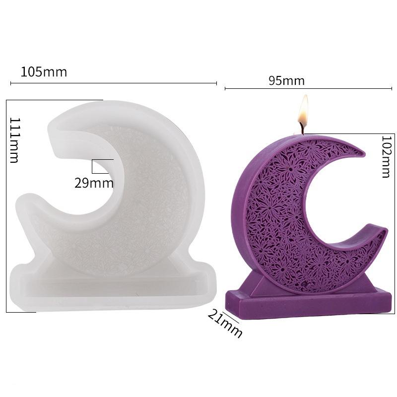 1pcs Star Moon Lantern Candle Mold Mandala Crescent Moon Candle Silicone Mold DIY Handmade Plaster Scented Candle Decor Epoxy Re