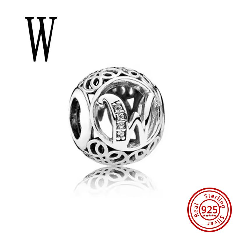 925 Чистая медь Символ бесконечности Полый Круг A-Z 26 Букв Алфавита Сияющие Циркониевые Бусины Подходят для Оригинального Браслета с Шармами Pantaro