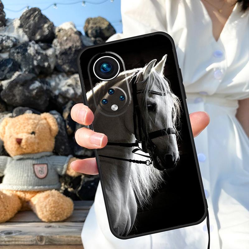 Черный Белый Лошадь Чехол Для Honor X9b X8b X8 X9 X6a X7a X8a X9a Honor Magic 6 5 Pro 50 70 90 Lite Задняя Крышка