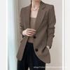 Экспорт Коричневый Блейзер Весна Новый Черный Костюм Топ Женский